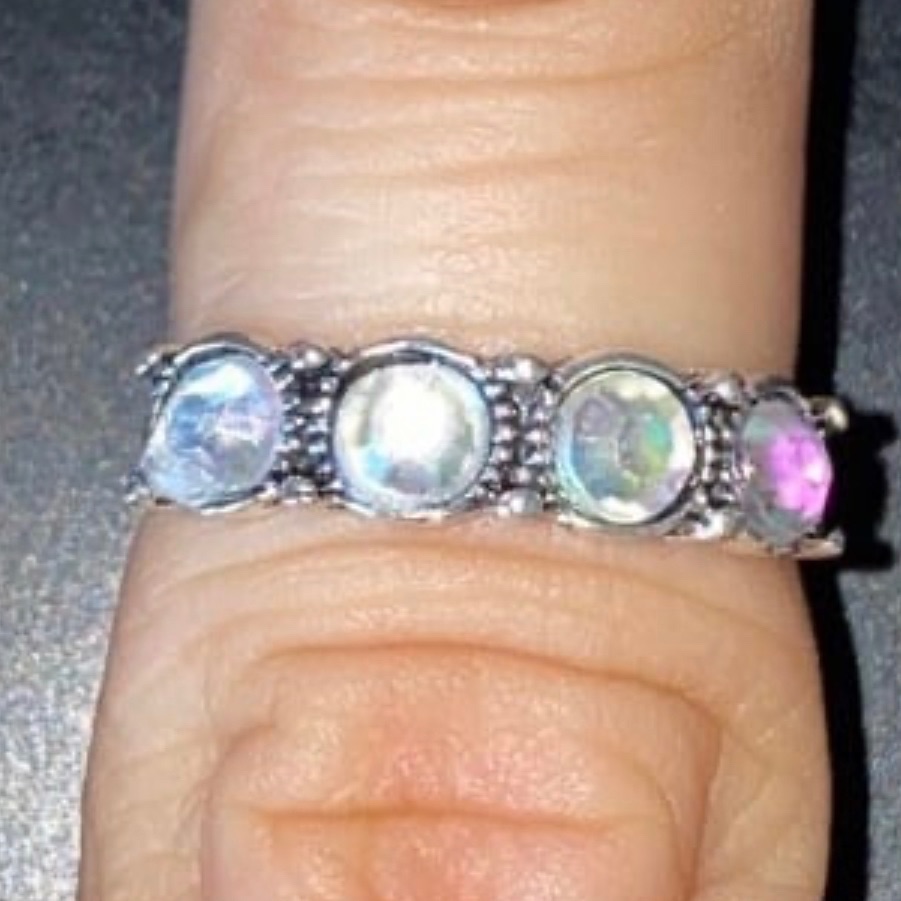 White Pearls Style Ring Band Style Wedding Design Size 7 Sterling Silver 1.1 G